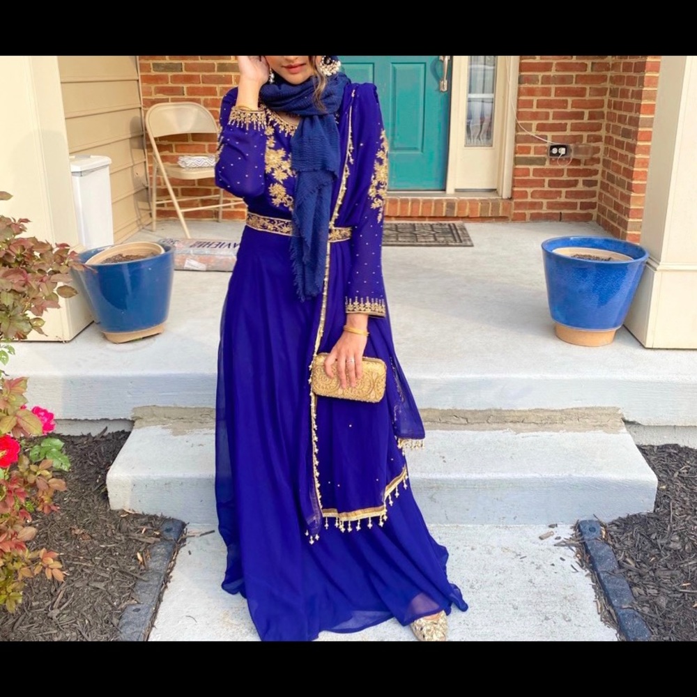 COPY - Royal Blue and Gold Pakistani Dress